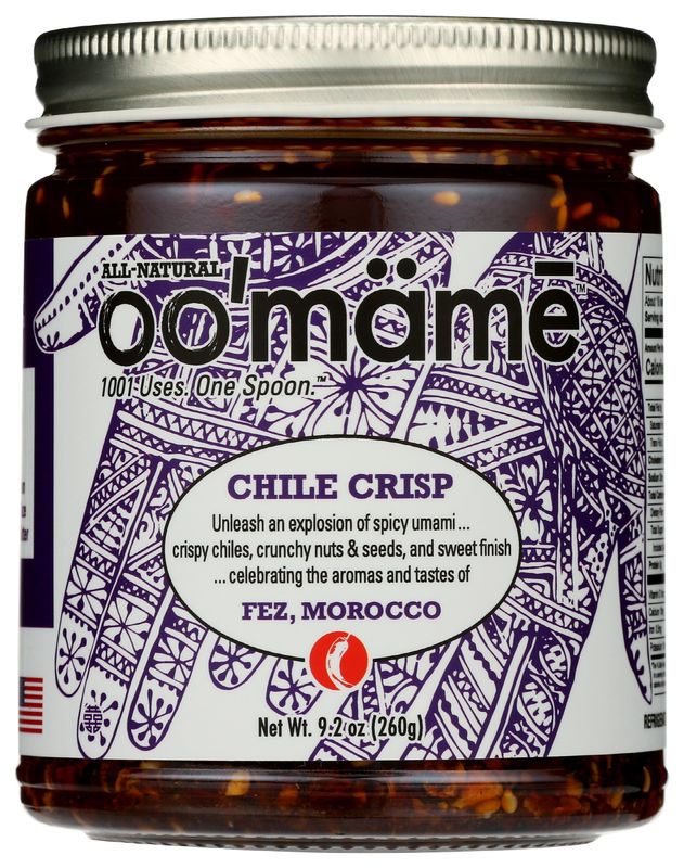 OO&#39;mm Fez Moroccan Chile Crisp (9.2 oz) - Warm Spices and Piquant Chiles with Jammy Figs and Crunchy Almonds - Vegan, Gluten-Free, Keto - Made in the USA Condiment