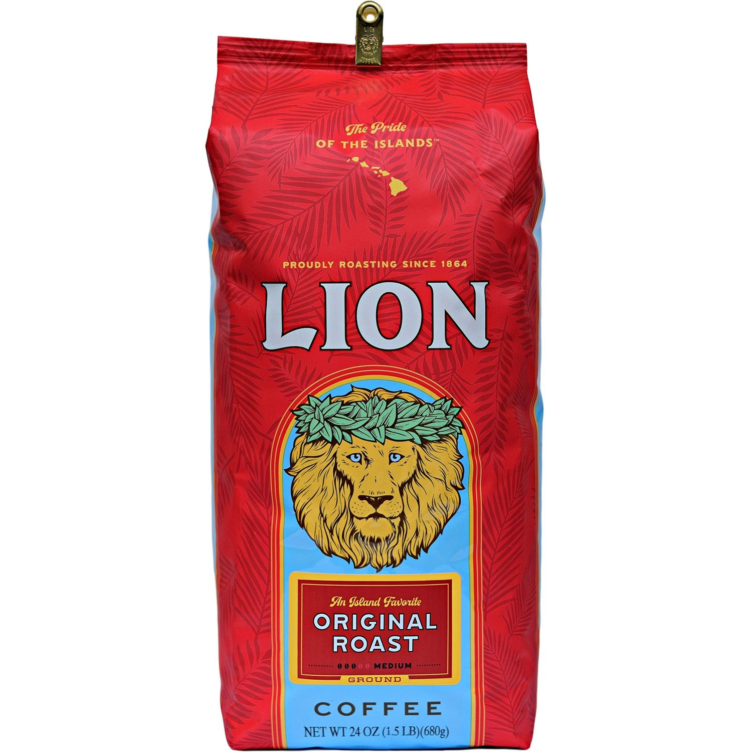 Lion Coffee Classic Original Whole Bean Coffee, Medium Roast, A Taste of Aloha - 24 Ounce Bag