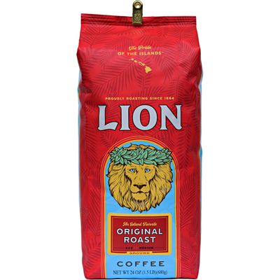 Lion Coffee Classic Original Whole Bean Coffee, Medium Roast, A Taste of Aloha - 24 Ounce Bag