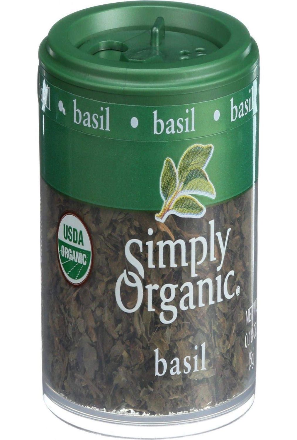 Simply Organic Sweet Basil Leaf, Cut &amp; Sifted, Certified Organic | 0.18 oz | Ocimum basilicum