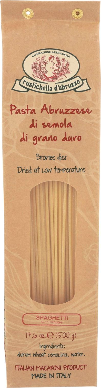 Rustichella d&#39;Abruzzo Spaghetti - 500g Classic Italian Long Pasta with Superior Flavor &amp; Texture - Perfect for Olive Oil Sauces, Cacio e Pepe &amp; Carbonara - Authentic Durum Wheat Pasta from Abruzzo