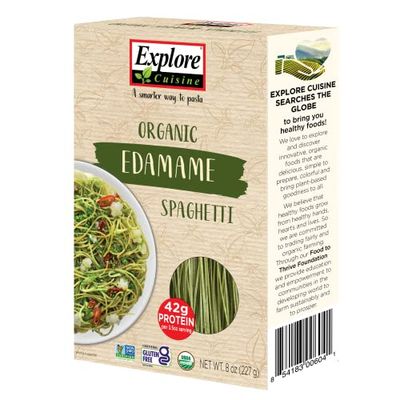 Explore Cuisine Organic Edamame Spaghetti - 8 oz - Easy-to-Make Pasta - High in Plant-Based Protein - Non-GMO, Gluten Free, Vegan, Kosher - 4 Servings