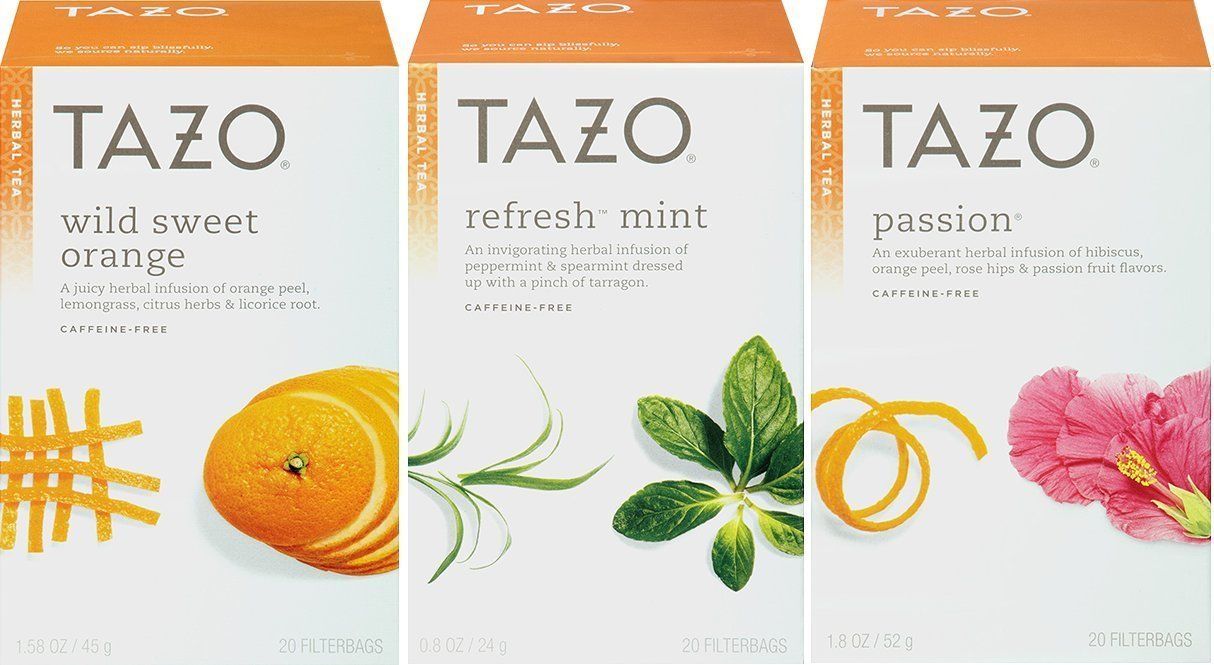 Tazo Herbal Tea, Wild Sweet Orange &amp; Refresh Mint &amp; Passion, 20 Filterbagas Each