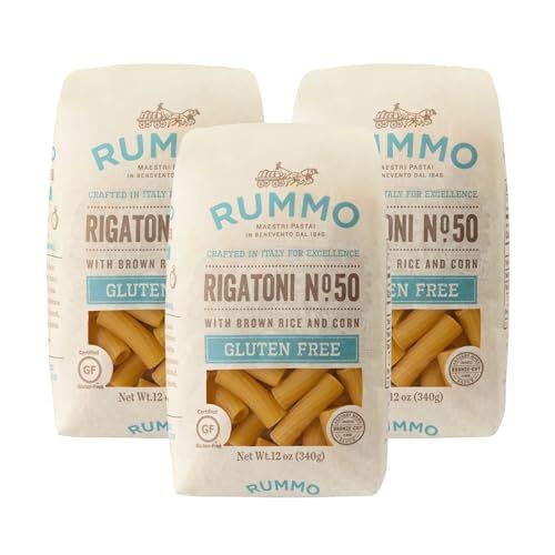 Rummo Gluten Free Rigatoni N.50 - Gluten Free Pasta, Made with Corn &amp; Rice, Rigatoni Pasta Noodles, Pasta from Italy - 12 Ounce (Pack of 1)