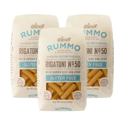 Rummo Gluten Free Rigatoni N.50 - Gluten Free Pasta, Made with Corn &amp; Rice, Rigatoni Pasta Noodles, Pasta from Italy - 12 Ounce (Pack of 1)