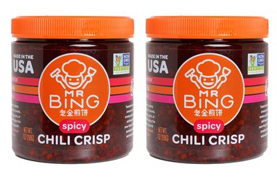 Mr Bing Chili Crisp - Delicious &amp; Flavorful Chili Oil- Made in USA Chili Paste Hot Sauce - Gluten Free, Vegan, No MSG - Pack of 2 Spicy (7 oz.) Jars