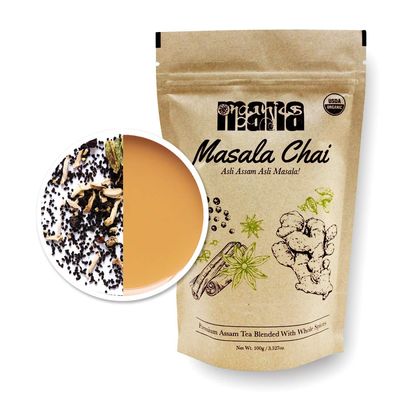 Organic Masala Chai Tea by Mana Organics - Made with Whole Spices: Cinnamon, Cardamom, Cloves, Pepper, Staranise &amp; Ginger blended with Black Tea