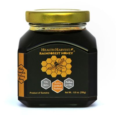 Premium Tualang Gold Honey 8.8oz (TA 10.5+, Pollen Count 6.5M+, Pollen Variety 200+) Supreme Choice for Rehabilitation, Wild-ripening on 250ft Treetop, Raw, Unpasteurised, Unfiltered