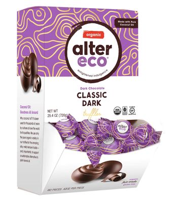 Alter Eco Classic 58% Pure Dark Cocoa Chocolate Truffles, Fair Trade, Organic, Non-GMO, Gluten Free, 60 Count, 25.2 Ounce