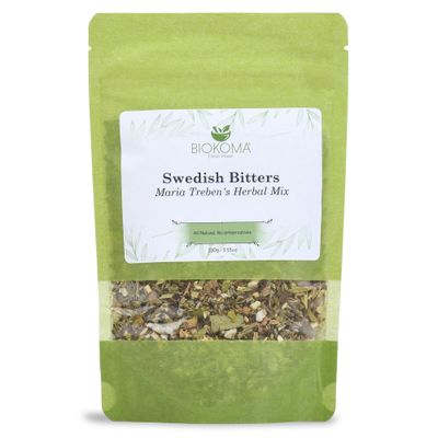 Biokoma Pure and Natural Swedish Bitters Maria Treben&#39;s Herbal Mix 100g (3.55oz) In Resealable Moisture Proof Pouch - Herbal Tea, No Additives, No Preservatives, Kosher