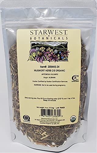 Starwest Botanicals Organic Mugwort Herb Cut &amp; Sifted, 4 Ounces