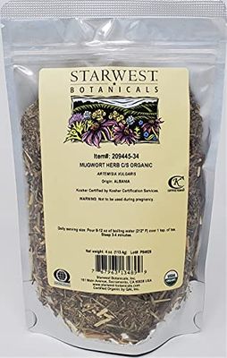 Starwest Botanicals Organic Mugwort Herb Cut &amp; Sifted, 4 Ounces