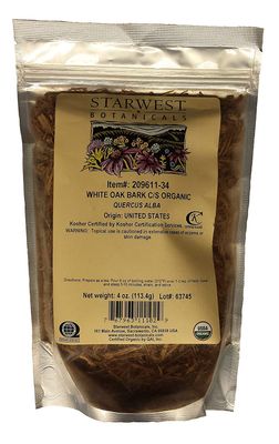 White Oak Bark Cut &amp; Sifted Organic - 4 Oz,(Starwest Botanicals)