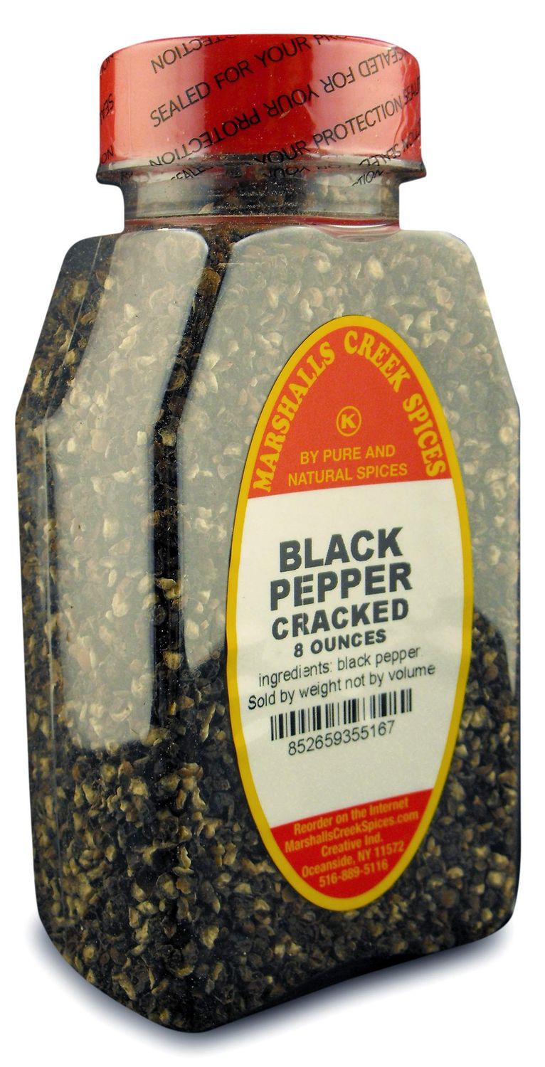 BLACK PEPPER CRACKED FRESHLY PACKED IN LARGE JARS, spices, herbs, seasoning