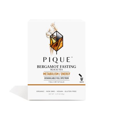 Pique Bergamot Black Tea Crystals - Support Healthy Digestion and Metabolism, High Caffeine Fasting Tea for Energy - 28 Single Serve Sticks (Pack of 1)