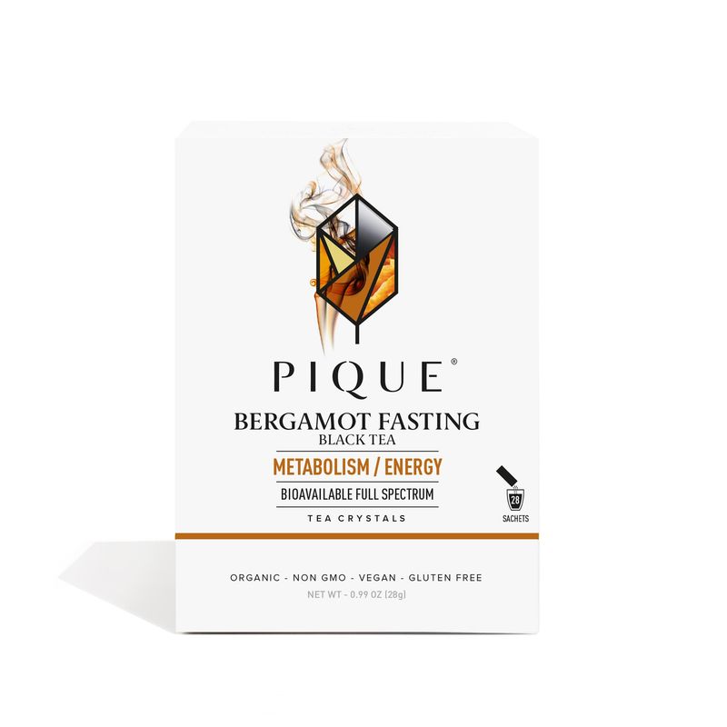 Pique Bergamot Black Tea Crystals - Support Healthy Digestion and Metabolism, High Caffeine Fasting Tea for Energy - 28 Single Serve Sticks (Pack of 1)