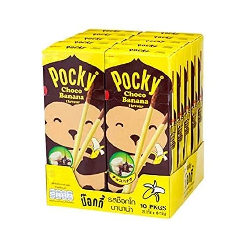 GLICO POCKY BISCUIT STICK COATED WITH CHOCOLATE BANANA FLAVOUR 25G X 10