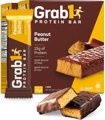 Grab1 Peanut Butter Protein Bars | 15 Grams Protein (2 Pack - 10 Bars) Controls Hunger | Certified Kosher | Low Calorie | Perfect for Snacking | Nutritious Meal Replacement