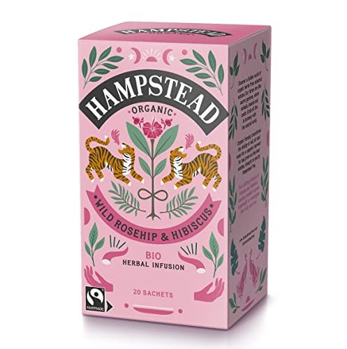 HAMPSTEAD TEA Rosehip Hibiscus Tea Sachets 20 Bag, 0.02 Pound