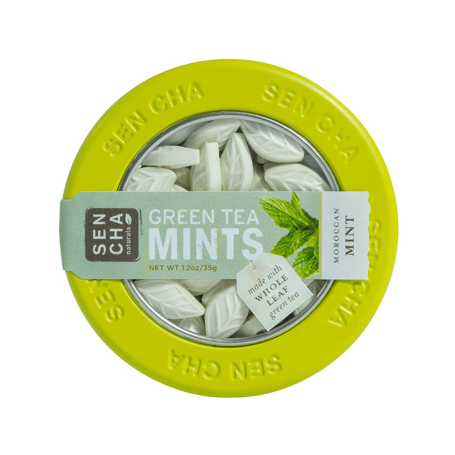 SEN CHA Naturals Green Tea Mints, Sugar-Free Breath Mints, Made With Organic Japanese Matcha Green Tea, Gluten-Free, Sugar-Free, Vegan &amp; Keto-Friendly Mints, Moroccan Mint, 1.2oz (1 Pack)