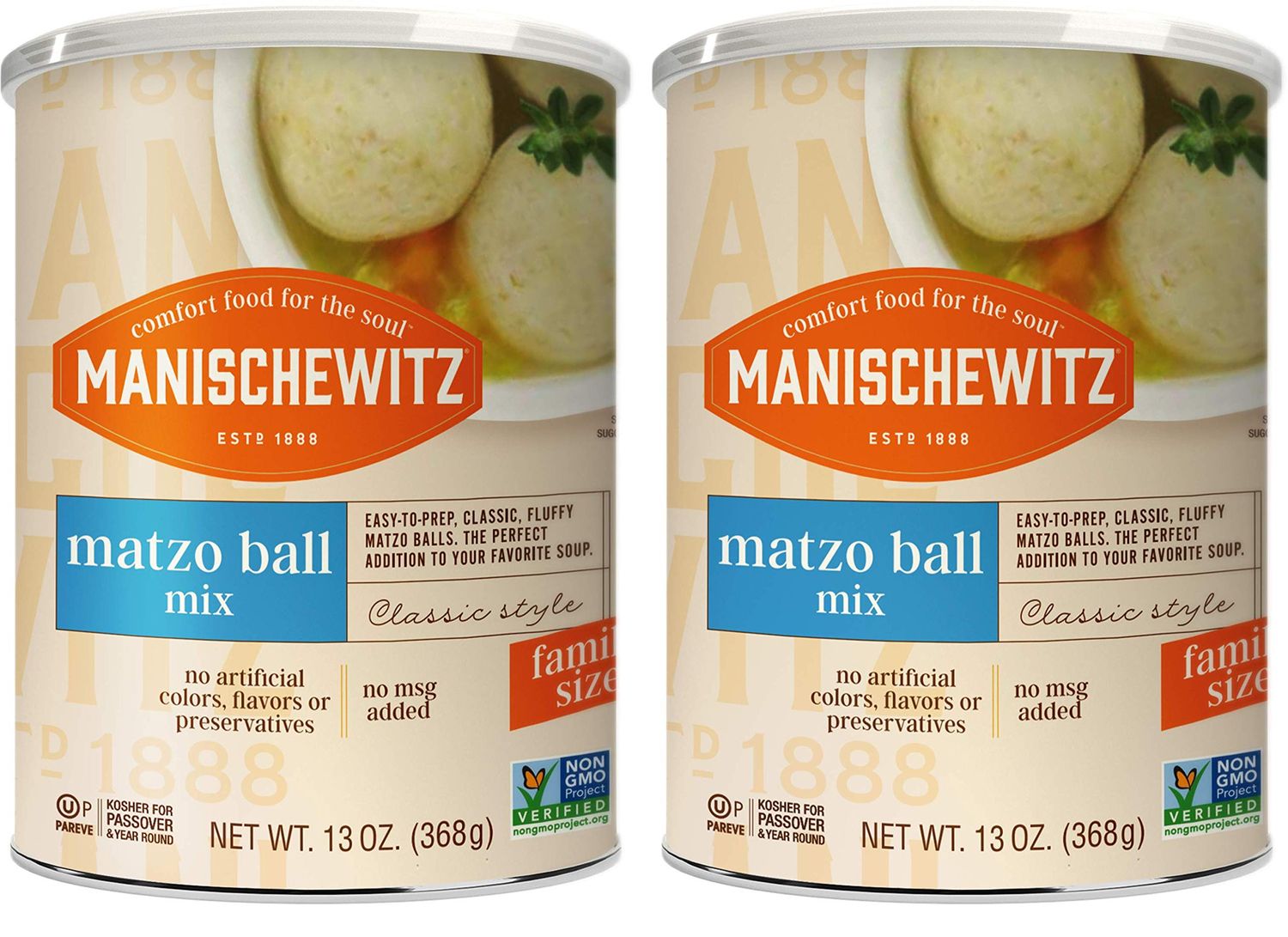Manischewitz Family Size Original Matzo Ball Mix 13oz (2 Pack) in Resealable Container