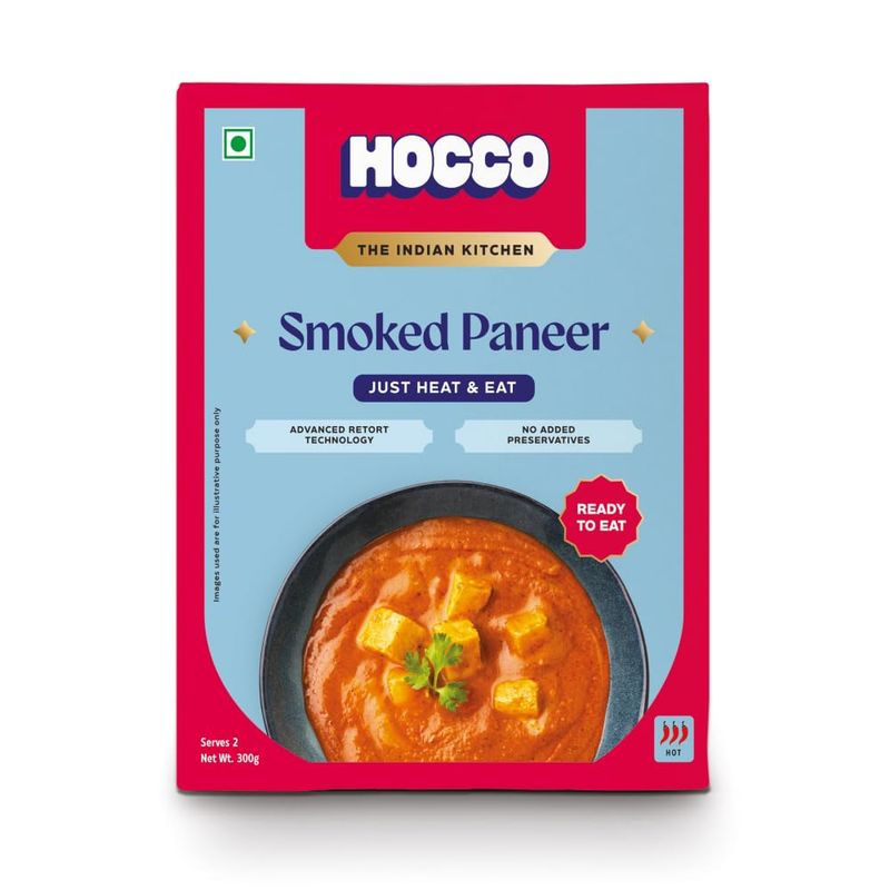 HOCCO Ready to Eat Paneer Sabji Ready to Cook Vegetarian Authentic Cuisine (Pack of 6, Smoked Paneer)