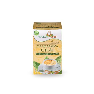 Nature's Guru Instant Cardamom Chai Tea Drink Mix Unsweetened 10 Count Single Serve On-the-Go Drink Packets