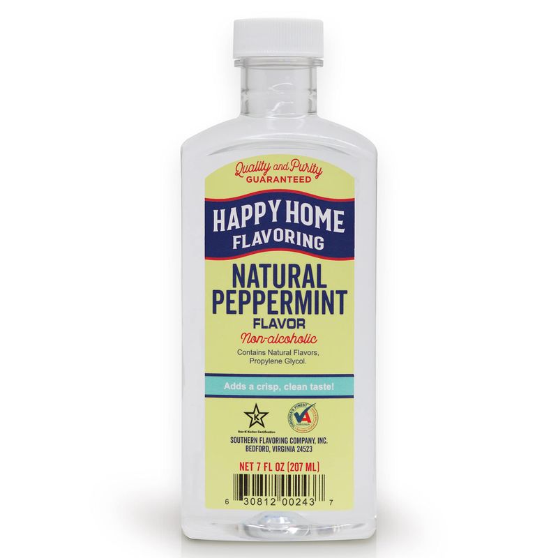 Happy Home Natural Peppermint Flavoring, Non-Alcoholic, Certified Kosher, 7 oz.