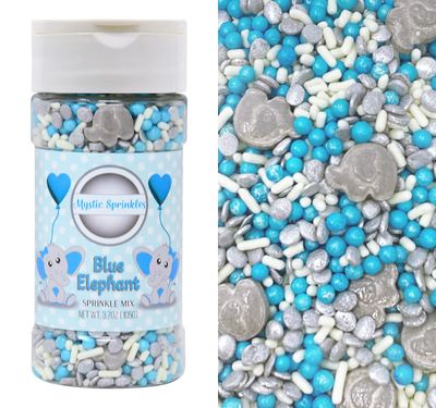 Mystic Sprinkles Baby Shower Sprinkle Mixes (Blue Elephant Sprinkle Mix 3.7oz)