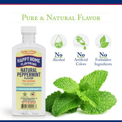 Happy Home Natural Peppermint Flavoring, Non-Alcoholic, Certified Kosher, 7 oz.