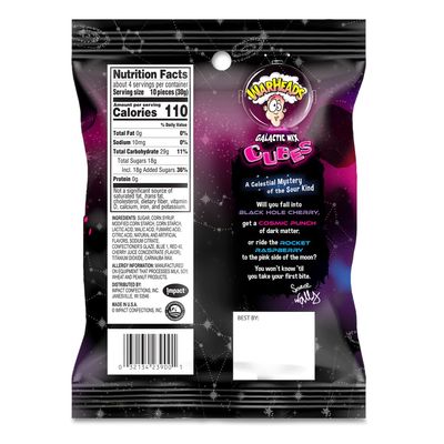 WARHEADS Galactic Mix Cubes - Sour Sweet &amp; Fruity Chewy Candy - Black Hole Cherry, Rocket Raspberry &amp; Cosmic Punch Flavors - 4.5 oz. Bag