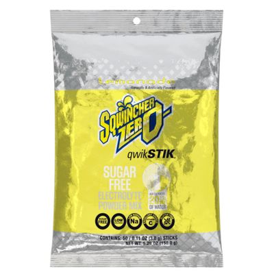 Sqwincher X428-M2600 Qwik Stik Instant Powder Concentrate Stick, Lemonade Electrolyte Drink, 11 Ounce, Pack of 50