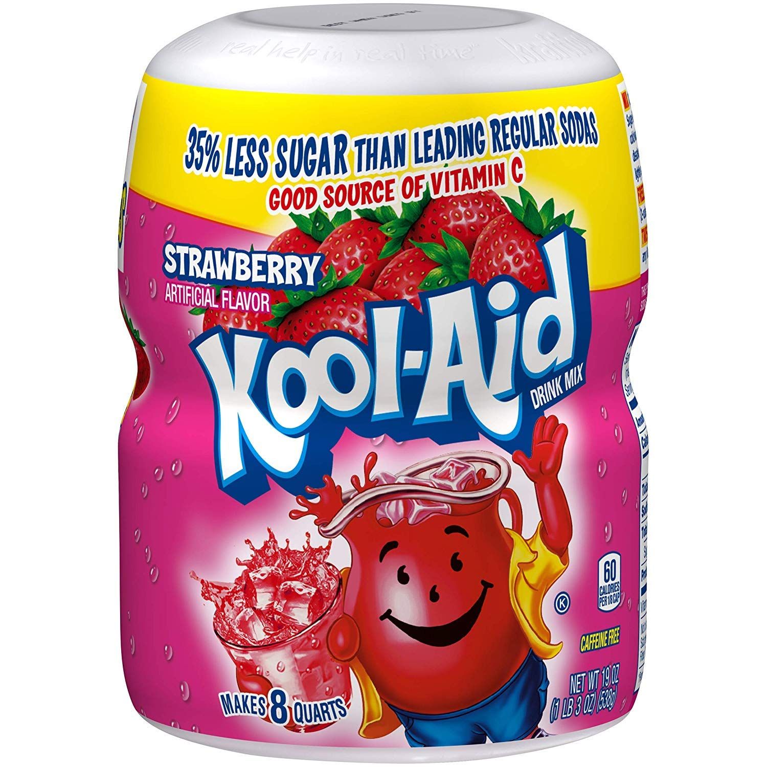 Kool-Aid Caffeine Free Strawberry Sweetened Powdered Drink Mix 12 Count 19 oz Canisters