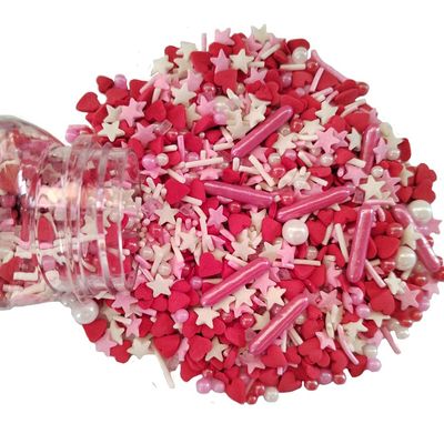 Edible Cake and Cupcake Sprinkles with Assorted Shapes and Sizes for Parties, Valentines Sprinkle Mix for Cookies, Ice Cream, Cake and Cupcake Decorating, 3.35 oz