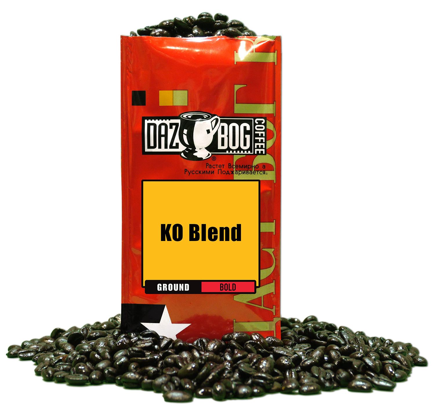 Dazbog Coffee | KO Blend | Ground Coffee | Pack of 6 | 11 oz. | Dark Roast Flavor | Full-Bodied, Smoky, Pungent Blend | Intense &amp; Lively | Heavenly Rich |Vacuum Sealed Freshness