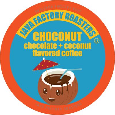 Java Factory Coffee Pods Choconut, 40 Count - Chocolate Coconut Flavored, Compatible with Keurig K Cup Brewers, Tropical Delight for Coffee Lovers