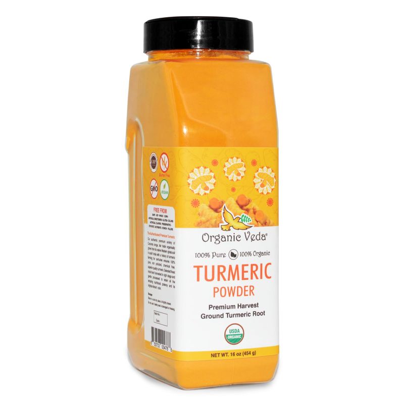 Organic Veda Turmeric Powder, 16 oz - 100% Pure &amp; Organic Turmeric Curcumin Root Powder - USDA Certified Ultra-Fine Turmeric Root Powder for Cooking, Milk, Smoothies - Food Grade, Vegan, Gluten Free