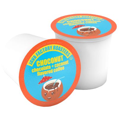 Java Factory Coffee Pods Choconut, 40 Count - Chocolate Coconut Flavored, Compatible with Keurig K Cup Brewers, Tropical Delight for Coffee Lovers