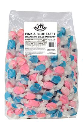 Fairtime Adams &amp; Brooks Taffy Gender Reveal Candy, Gender Reveal Taffy Pink and Blue Candy for Candy Buffets, Bulk Candy, Pinata Candy, Individually Wrapped Candy - Kosher Candy, 3 Pounds of Candy