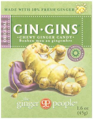 GIN GINS Original Ginger Chews by The Ginger People - Individually Wrapped Healthy Candy - 1.6 oz Bags - Pack of 12