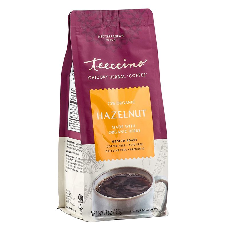 Teeccino Herbal Coffee Variety Pack - Hazelnut, Mocha and Java - Ground Herbal Coffee Thats Prebiotic, Caffeine-Free &amp; Acid Free, Dark Roast, 11 Ounce (Pack of 3)