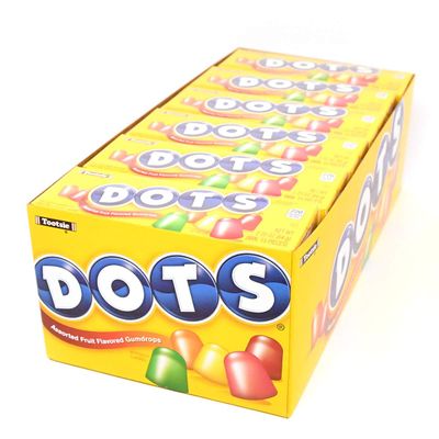 DOTS Individually Wrapped Candy - Original Gummy Candy Flavors - Cherry, Lime, Orange, Lemon &amp; Strawberry - Gluten Free, Kosher &amp; Peanut Free Gumdrops - Bulk 24ct, 2.2oz Dots Candy Boxes