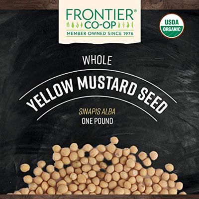 Frontier Co-op Organic Bulk Whole Yellow Mustard Seeds, 1lb (16 oz - 453 gr) - Spice Jar Refill, Restaurant Supply