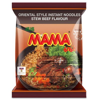 MAMA Noodles Beef Stew Instant Spicy Noodles w/Delicious Thai Flavors, Hot &amp; Spicy Noodles, No Trans Fat w/Fewer Calories Than Deep Fried Noodles 30 Pack