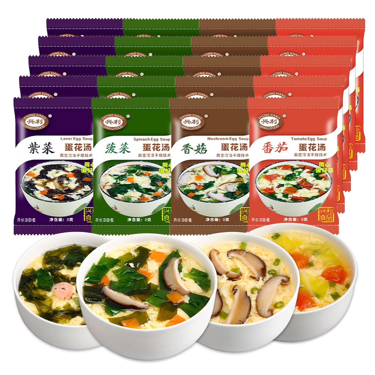 Egg Flower Soup Mix, Vegetable Mix Soup Egg Drop Instant Egg Flower Soup,0.3 ounce (20 pack)