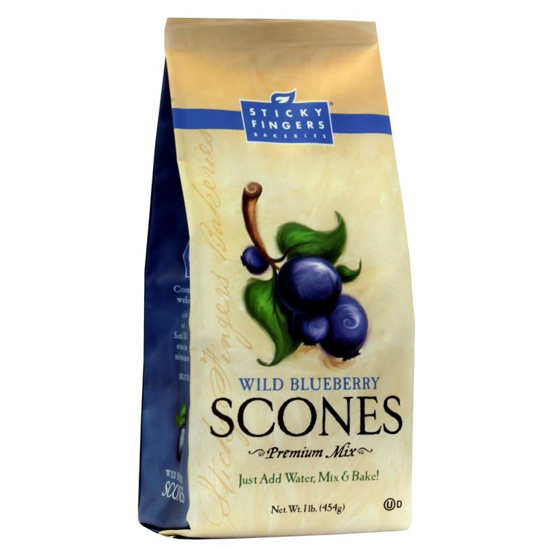 English Scone Mix, Wild Blueberry by Sticky Fingers Bakeries - Easy to Make English Scones Fresh Baked, Makes 12 Scones (1pk)
