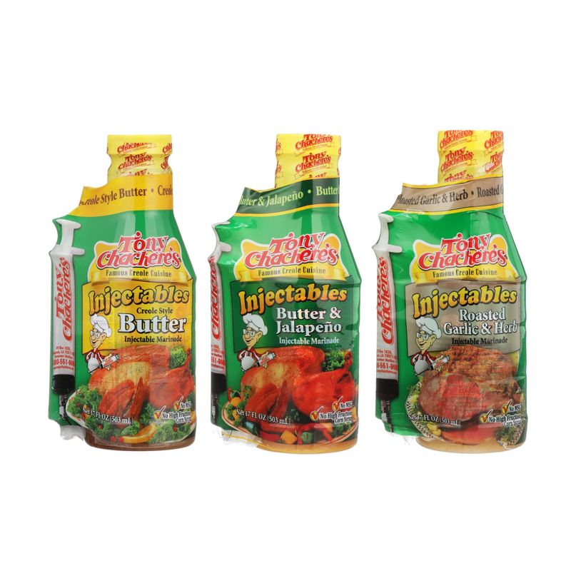 Tony Chachere Injectable Marinade Variety Pack, Butter, Butt