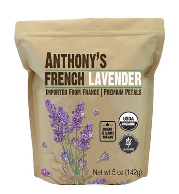 Anthony&#39;s Organic French Lavender Petals, 5 oz, Extra Grade, Dried, Gluten Free &amp; Non GMO
