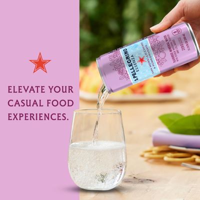 S.Pellegrino Essenza Dark Morello Cherry &amp; Pomegranate Flavored Mineral Water with Natural CO2 Added, 11.15 Fl Oz Can (24 Pack)