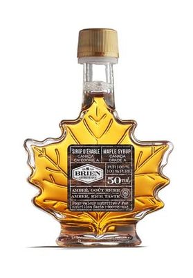 Brien 100% Pure Maple Syrup | Gluten Free Vegan Syrup | Maple Syrup Gift Bottle | Real Maple Syrup Product From Canada | Maple Leaf Bottle 1.7 Fl Oz / 50ml (Pack of 1)